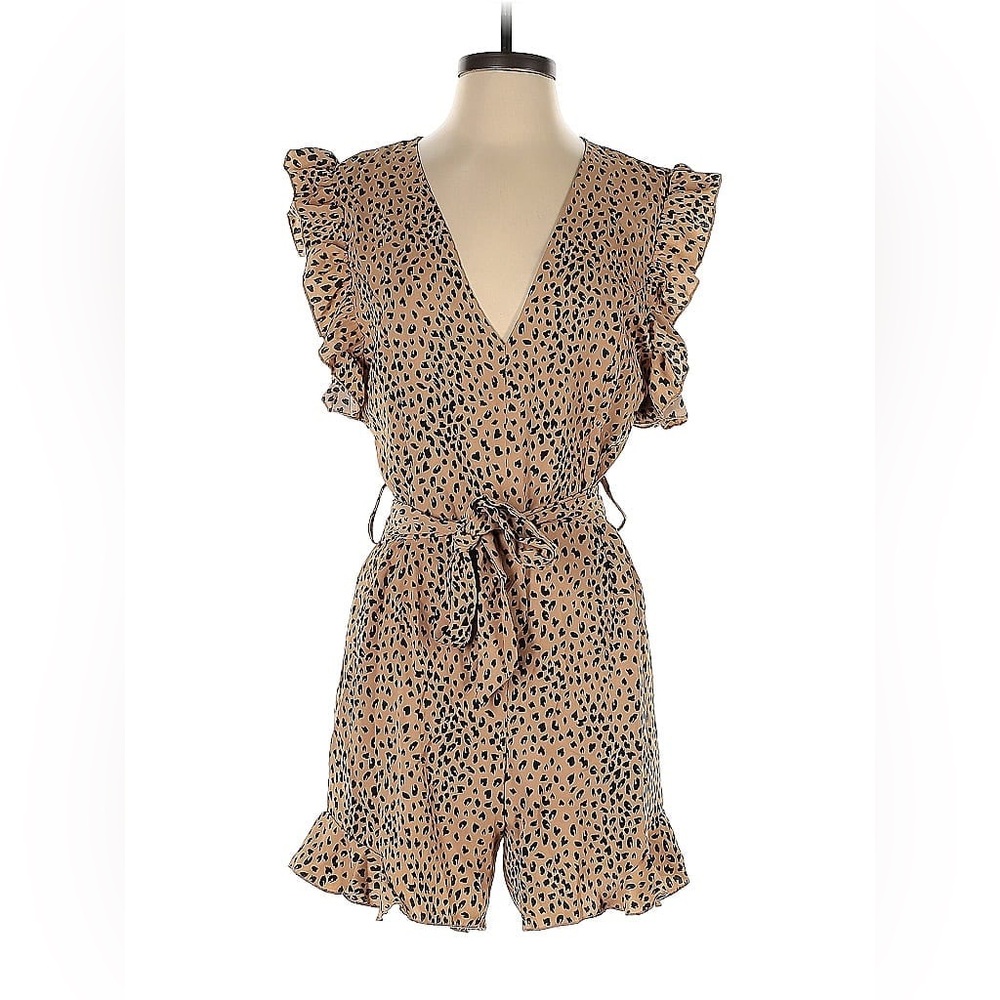 Pink lily leopard print romper with tie waist